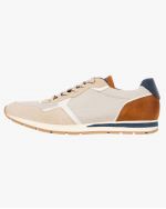 Sneakers tissu et daim grande taille beige