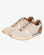 Sneakers tissu et daim grande taille beige