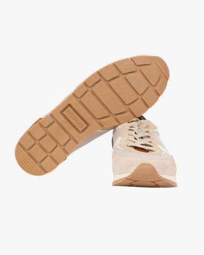 Sneakers tissu et daim grande taille beige