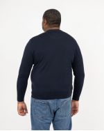 Pull col rond grande taille bleu marine
