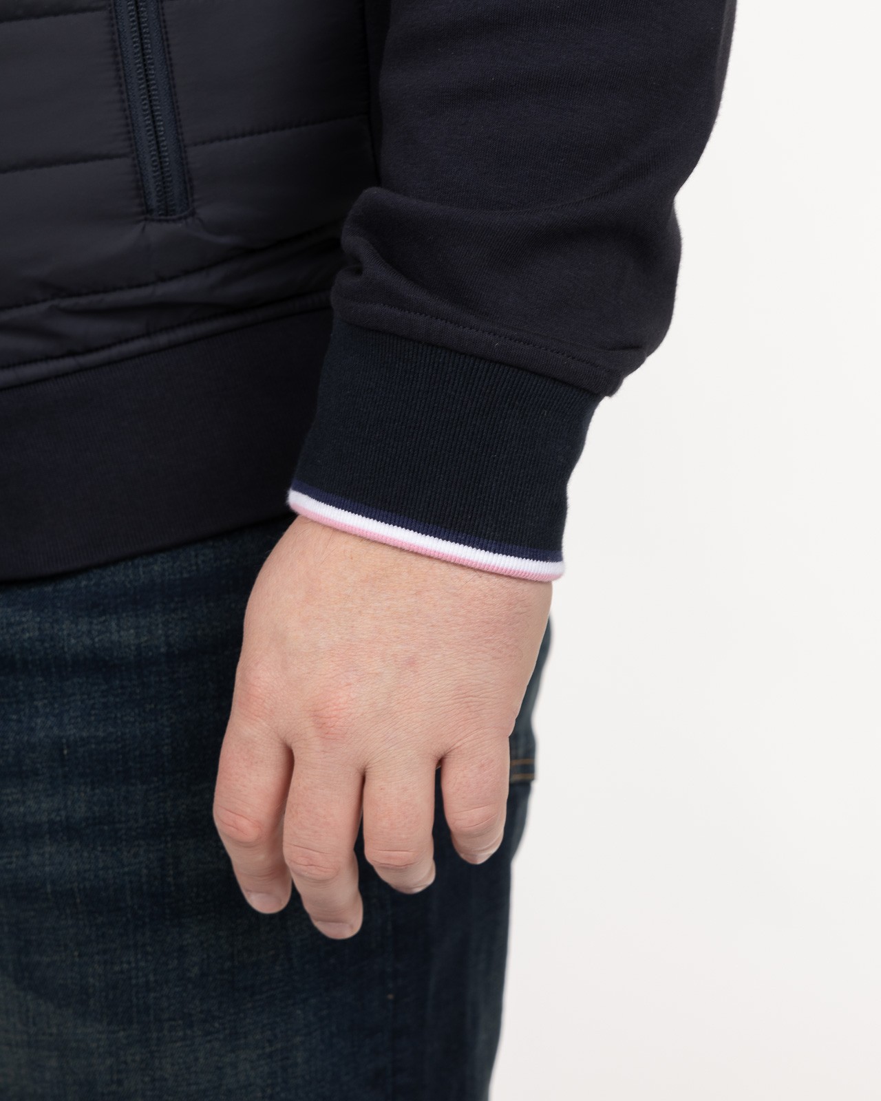 Sweat à capuche bimatière grande taille bleu marine