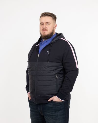 Sweat à capuche bimatière grande taille bleu marine