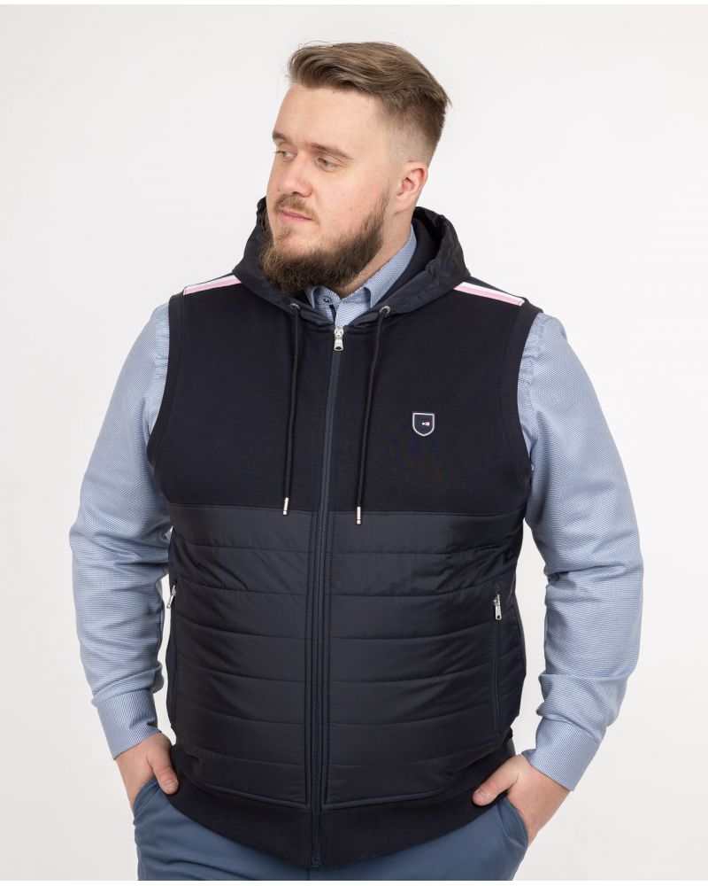 Blouson à capuche sans manches grande taille bleu marine