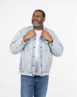 Veste en jean grande taille bleu délavé