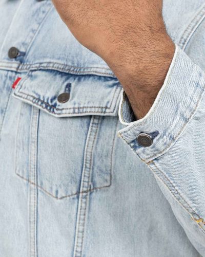 Veste en jean grande taille bleu délavé