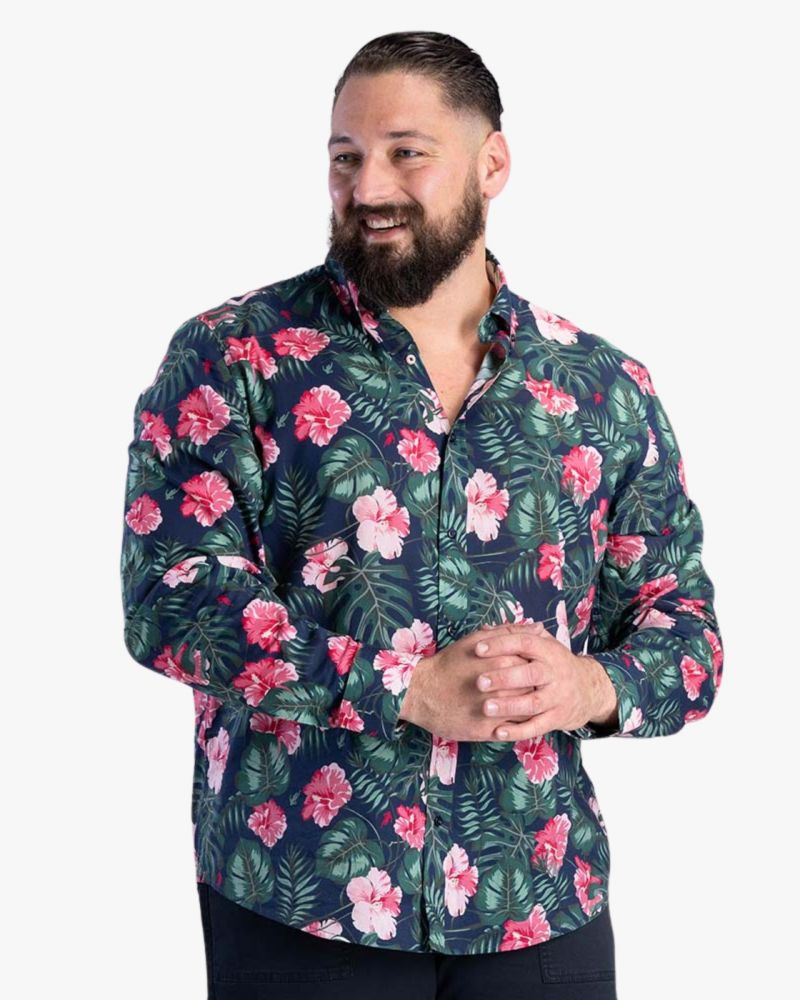 Chemise Tropical grande taille bleu marine