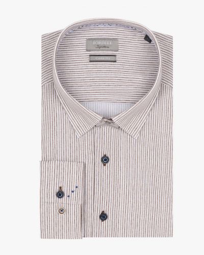 Chemise à rayures easy care grande taille beige