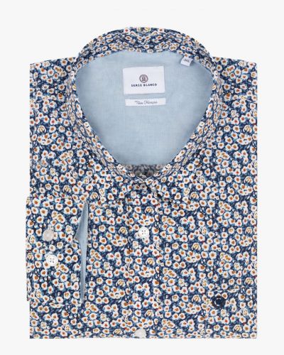 Chemise fleurie grande taille bleu