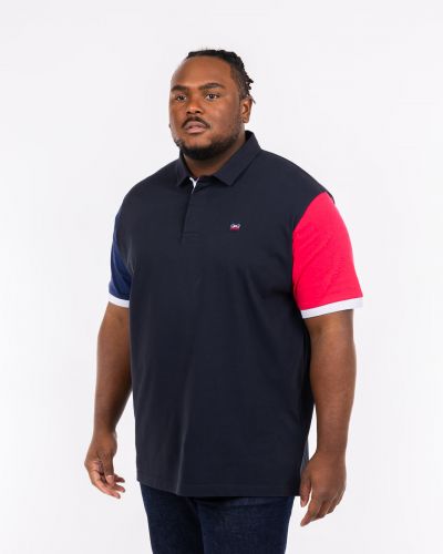 Polo jersey tricolore grande taille bleu marine