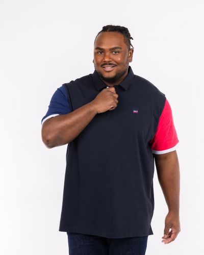 Polo jersey tricolore grande taille bleu marine