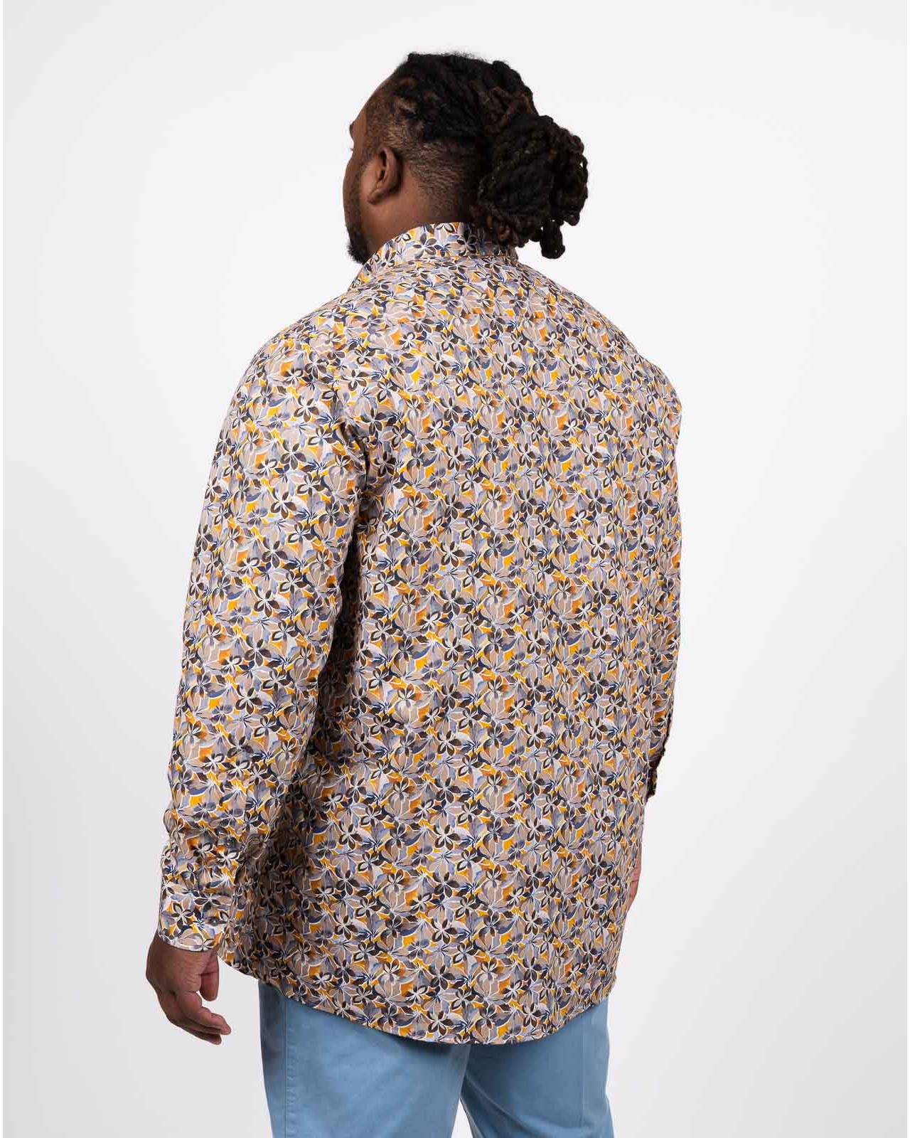 Chemise fleurie repassage facile grande taille jaune