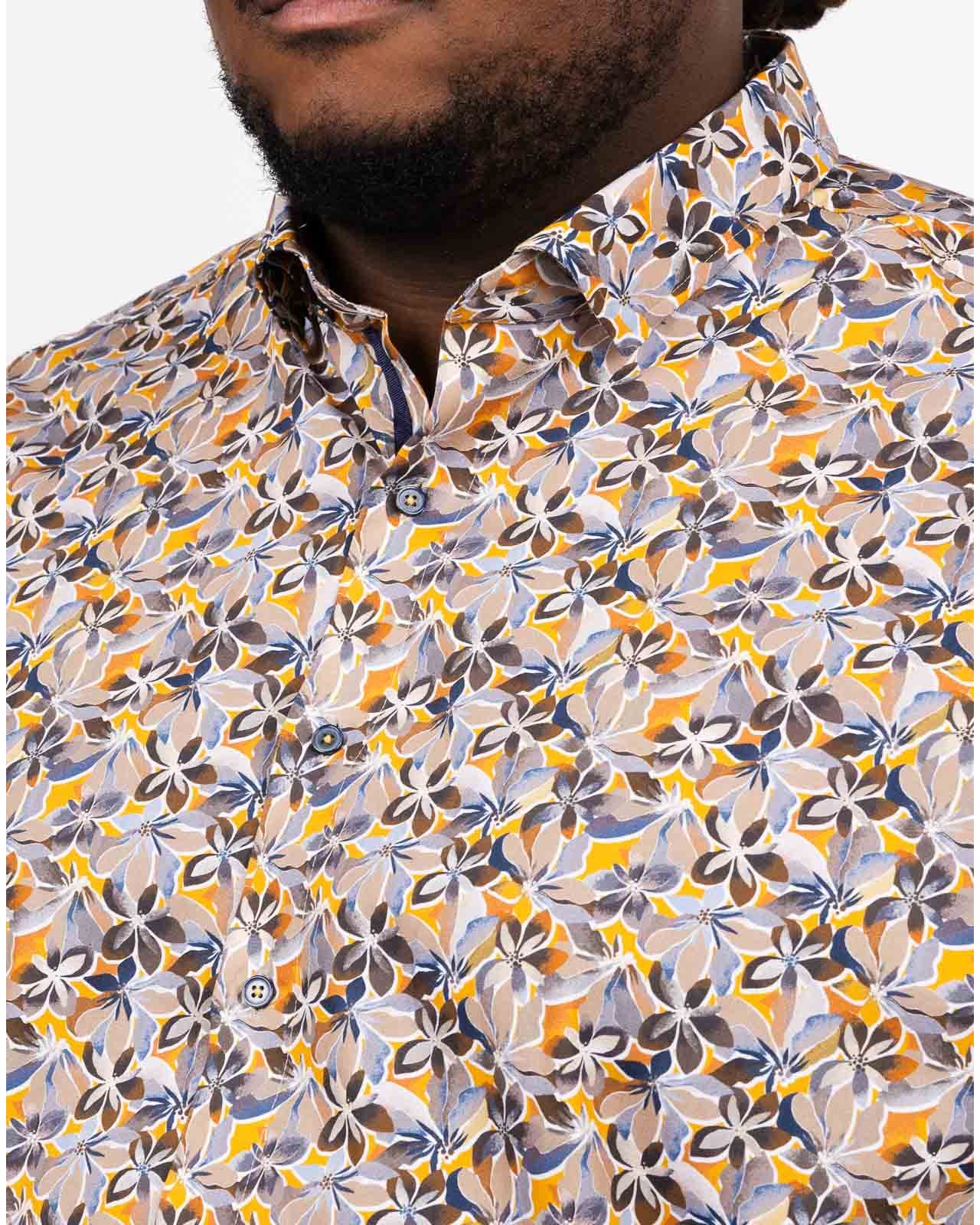 Chemise fleurie repassage facile grande taille jaune