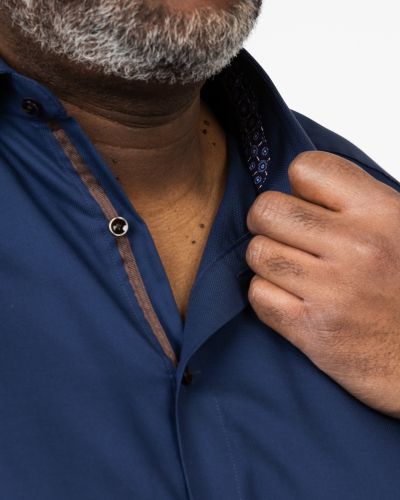 Chemise piqué non iron grande taille bleu marine