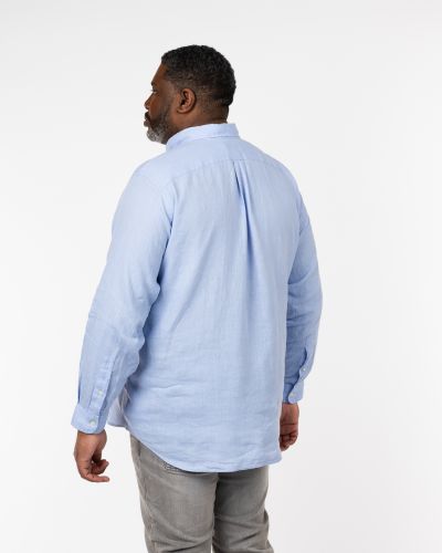 Chemise en lin grande taille bleu