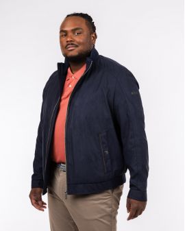 Blouson suédine grande taille bleu marine