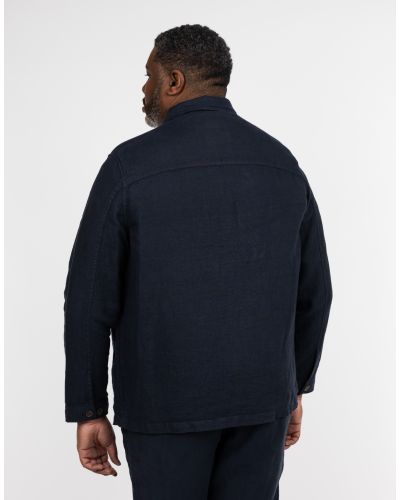 Veste surchemise en lin grande taille bleu marine