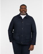 Veste surchemise en lin pour homme grand bleu marine