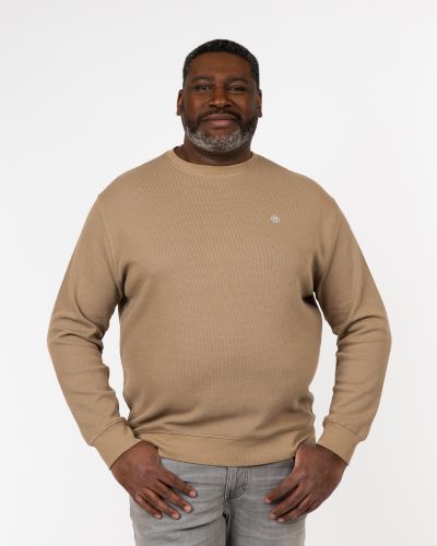 Pull col rond grande taille beige