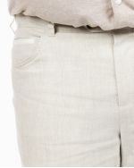 Pantalon chino mélange lin grande taille écru