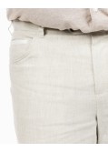 Pantalon chino mélange lin grande taille écru