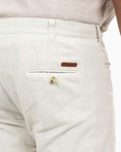 Pantalon chino mélange lin grande taille écru