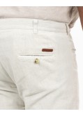 Pantalon chino mélange lin grande taille écru