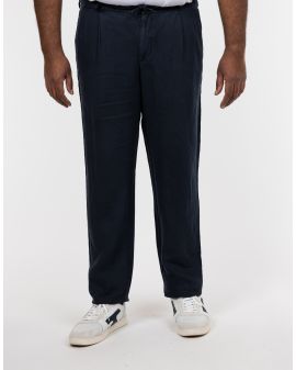 Pantalon en lin grande taille bleu marine