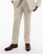 Pantalon de costume effet lin pour homme grand beige clair