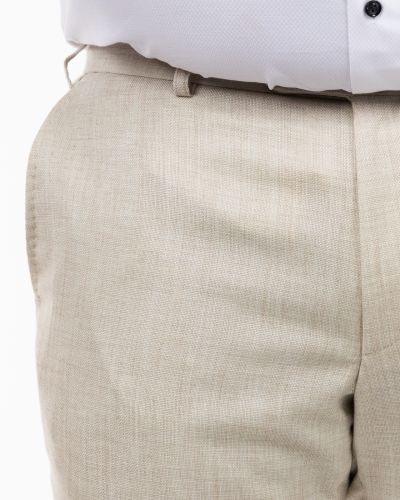 Pantalon de costume effet lin pour homme grand beige clair