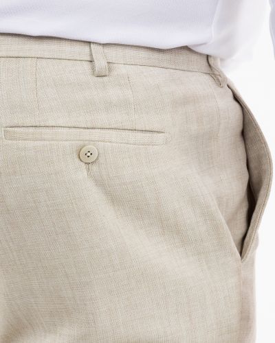 Pantalon de costume effet lin pour homme grand beige clair