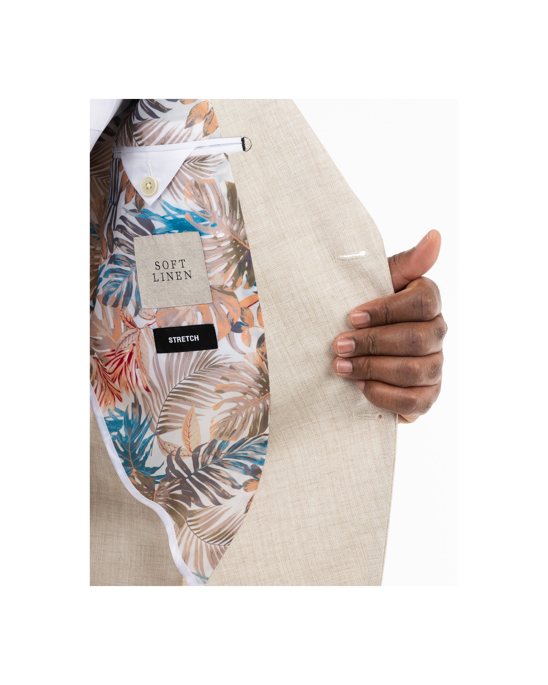 Veste de costume effet lin pour homme grand beige clair - Size-factory