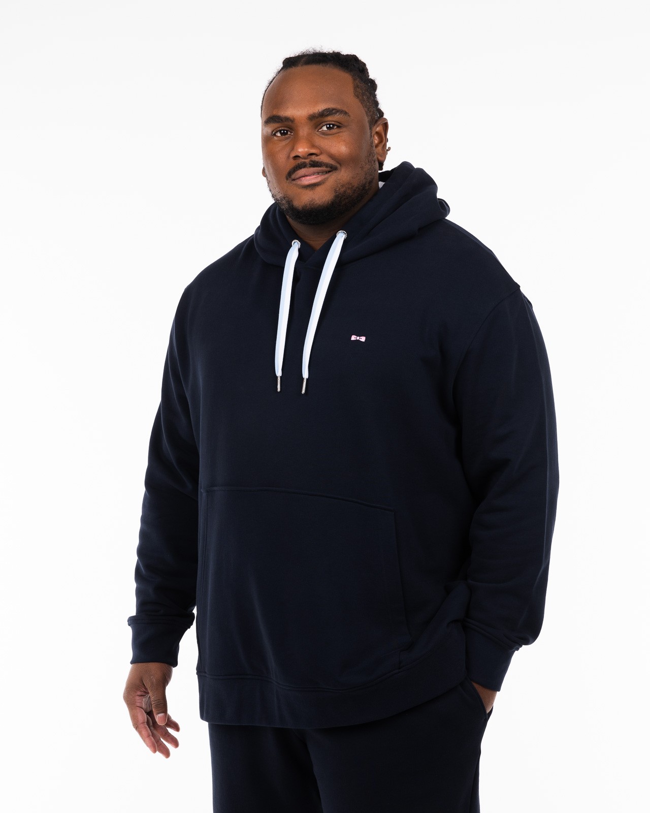 Haut de survêtement à capuche grande taille bleu marine
