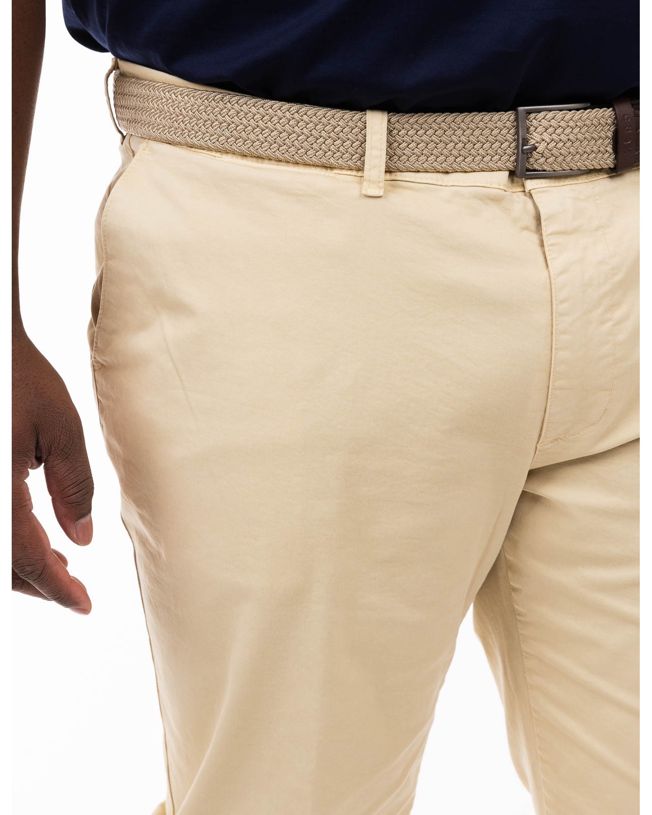 Pantalon chino avec ceinture grande taille beige