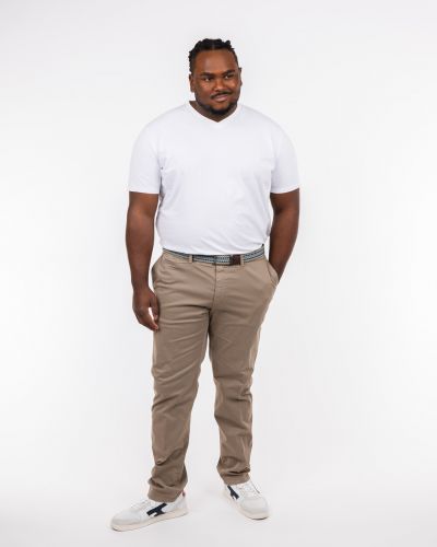 Pantalon chino avec ceinture grande taille grand taupe