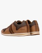 Sneakers mesh et cuir grande taille camel