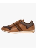 Sneakers mesh et cuir grande taille camel