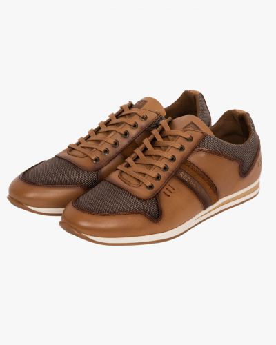 Sneakers mesh et cuir grande taille camel