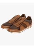 Sneakers mesh et cuir grande taille camel