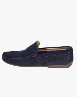 Mocassins en daim grande taille bleu marine