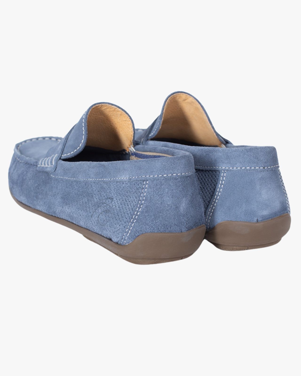 Mocassin en daim grande taille bleu