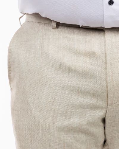 Pantalon de costume effet lin grande taille beige clair