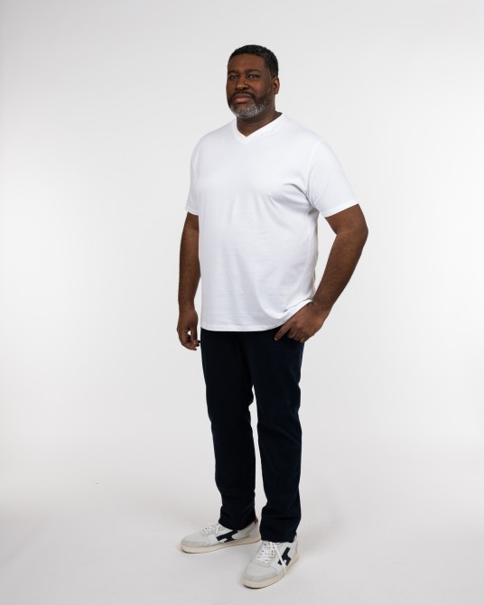 T-shirt col V grande taille blanc