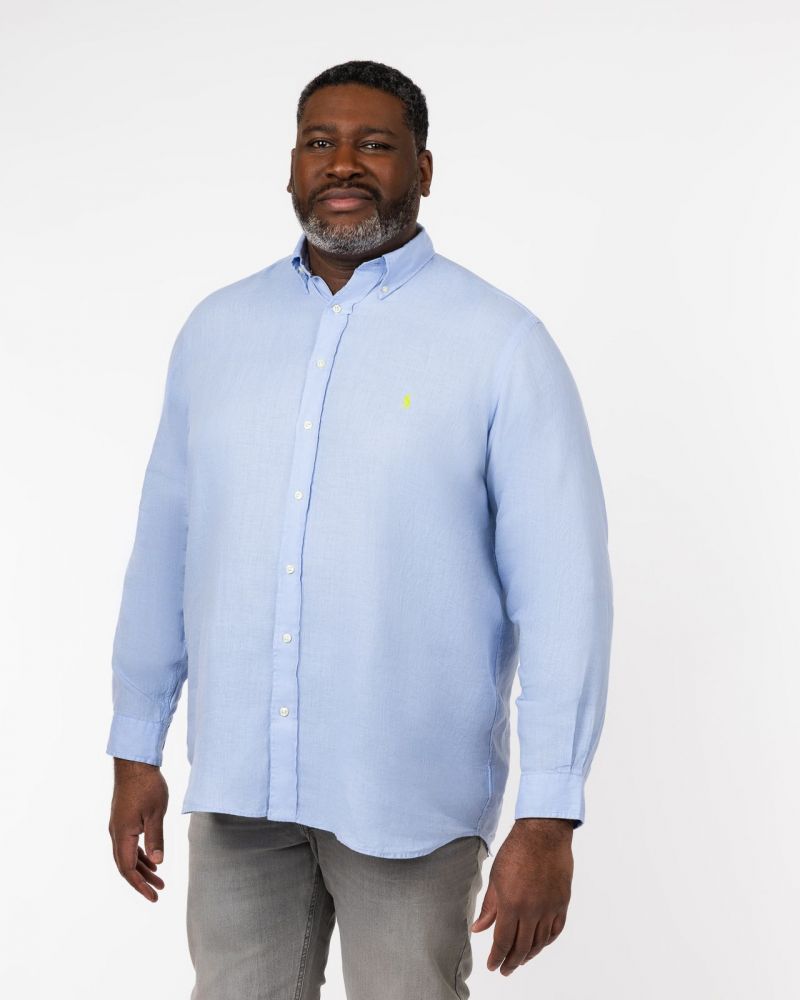 Chemise en lin grande taille bleu