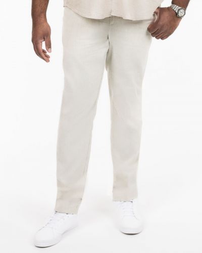 Pantalon chino mélange lin grande taille écru