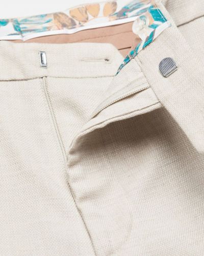 Pantalon de costume effet lin pour homme grand beige clair