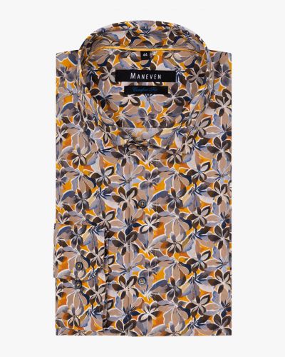 Chemise fleurie repassage facile grande taille jaune