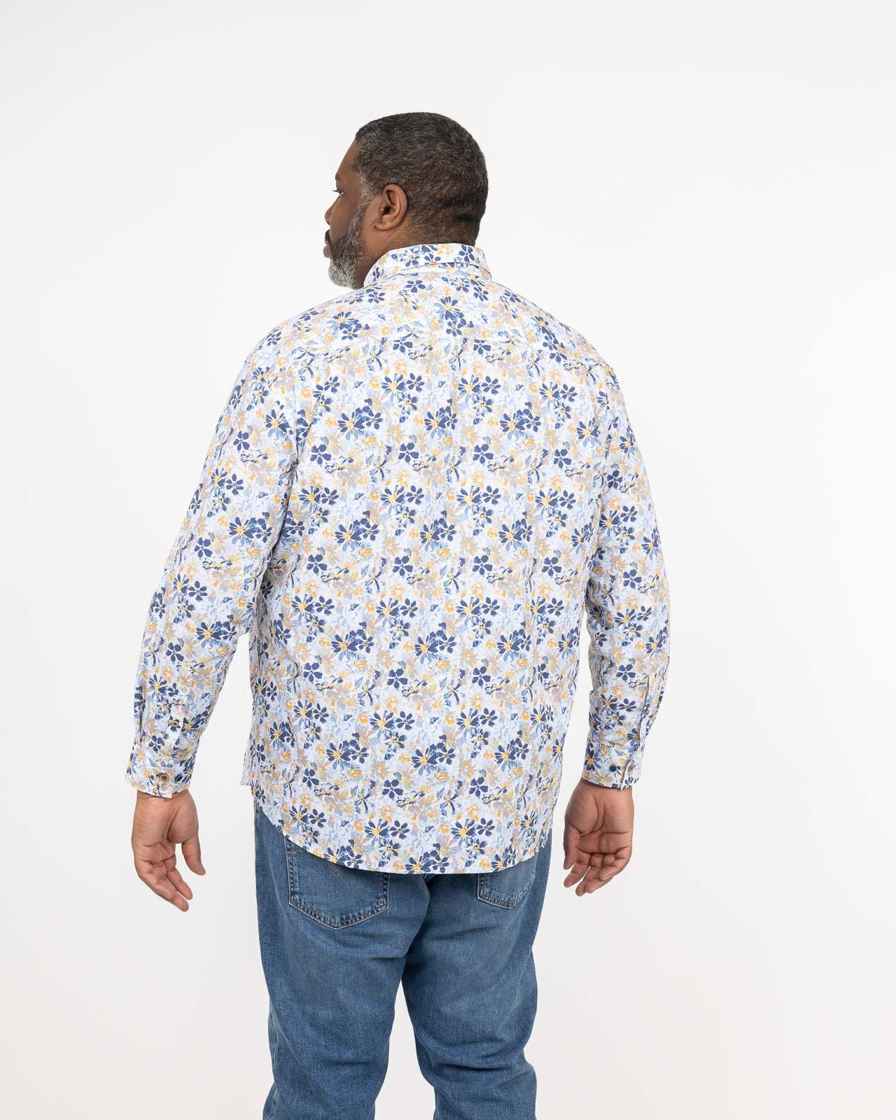 Chemise à fleurs easy care grande taille bleu clair