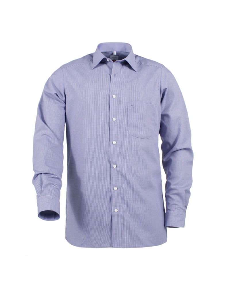 Chemise vichy mauve semi-cintrée: manches extra-longues 69cm