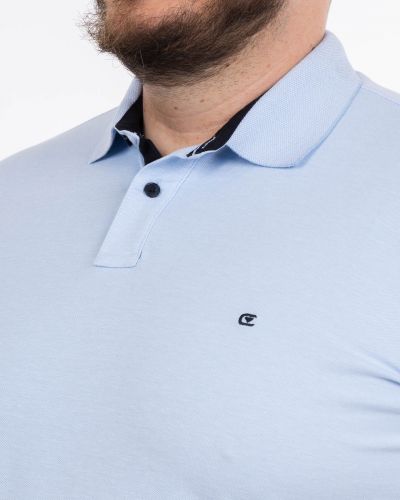 Polo piqué stretch grande taille bleu ciel