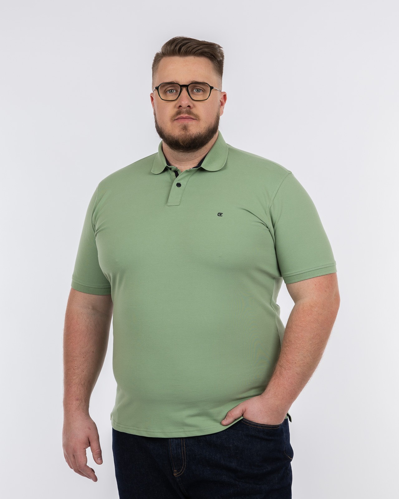 Polo piqué stretch grande taille vert